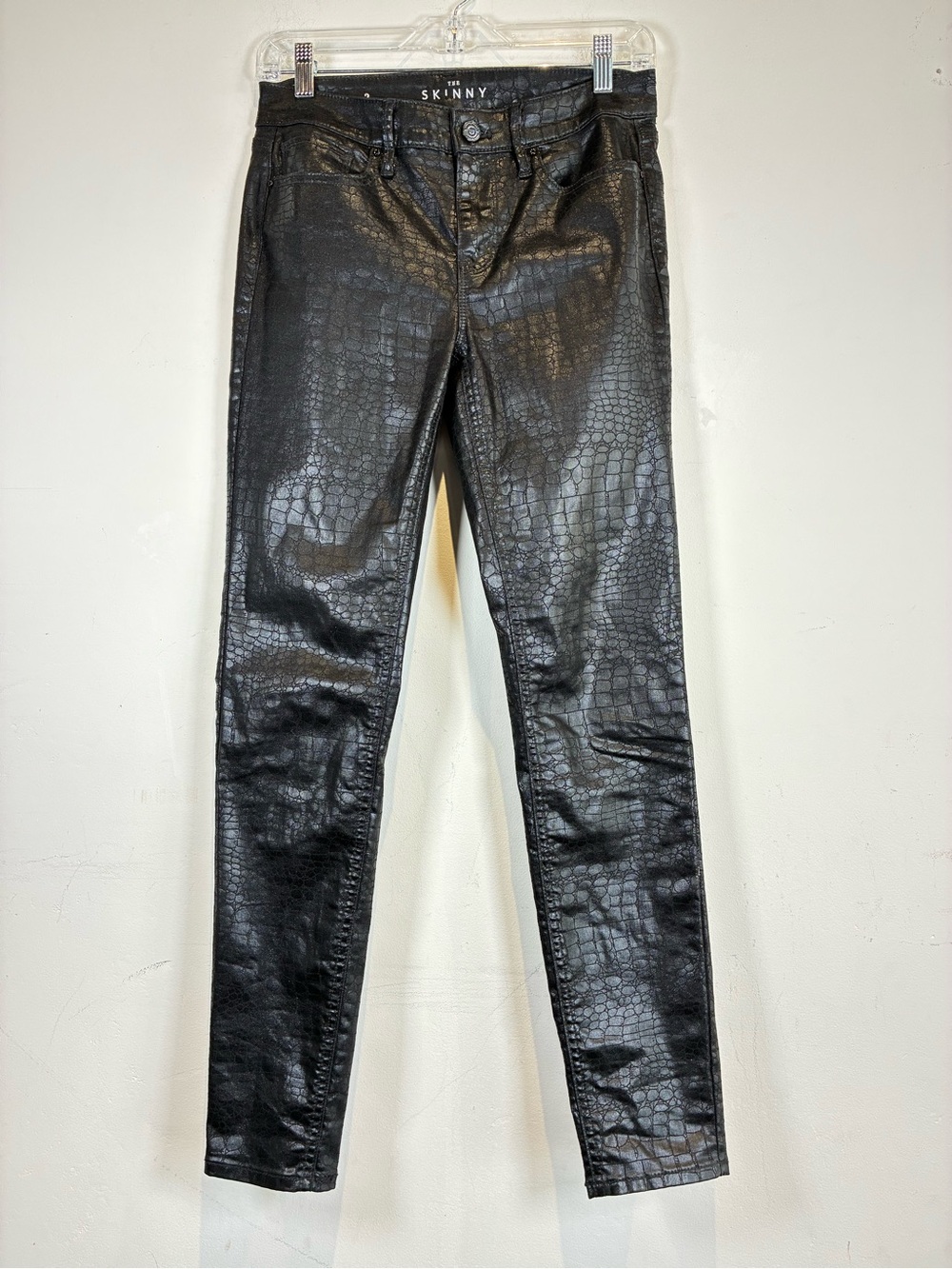 Gap Skinny Black Croc-Embossed Skinny Jeans, Size 2